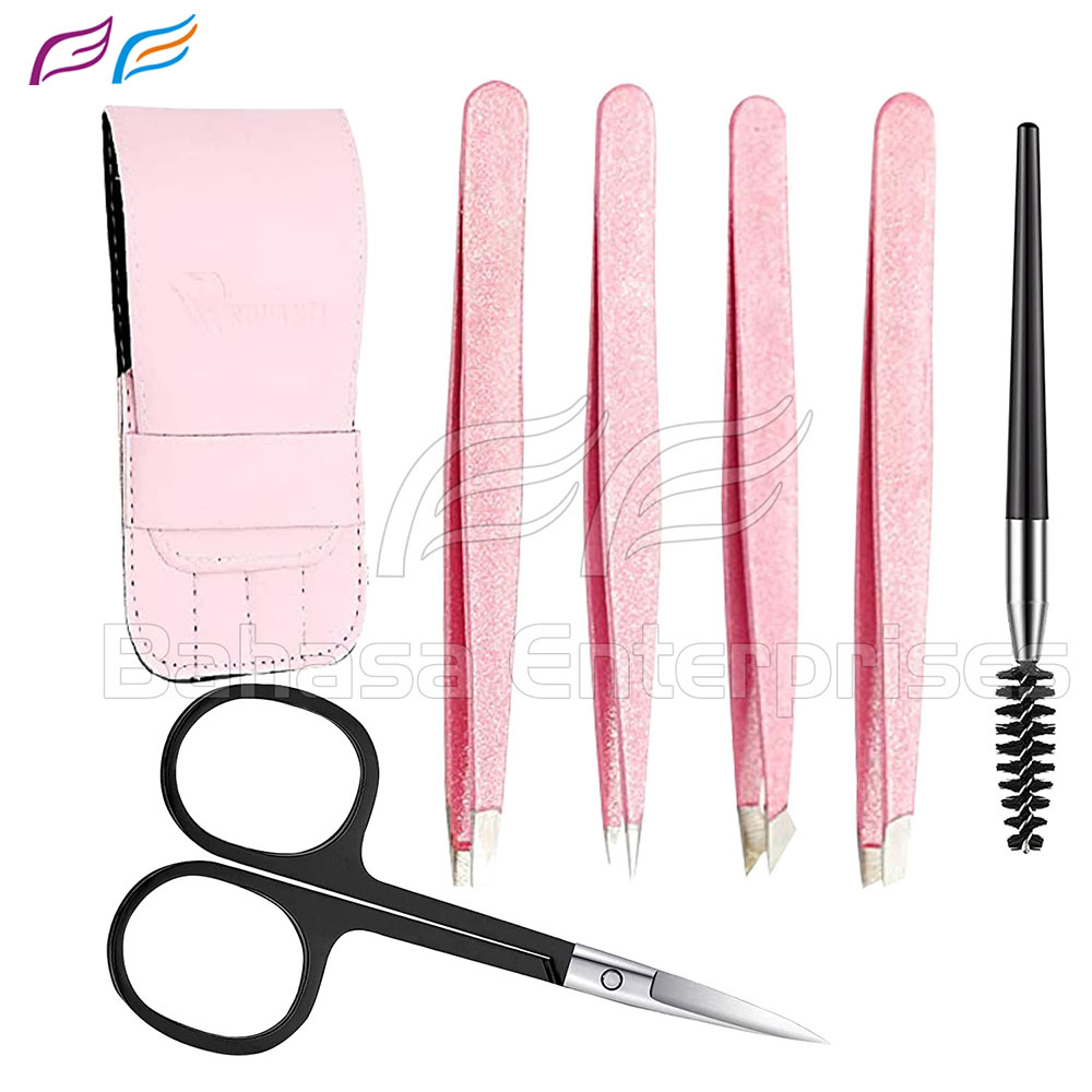 Pink Eyebrow Tweezer Scissor Set